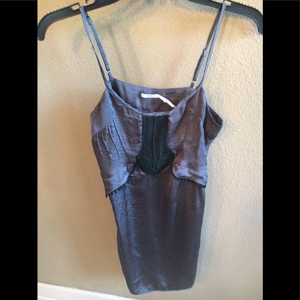 Silky dark grey and black slip dress